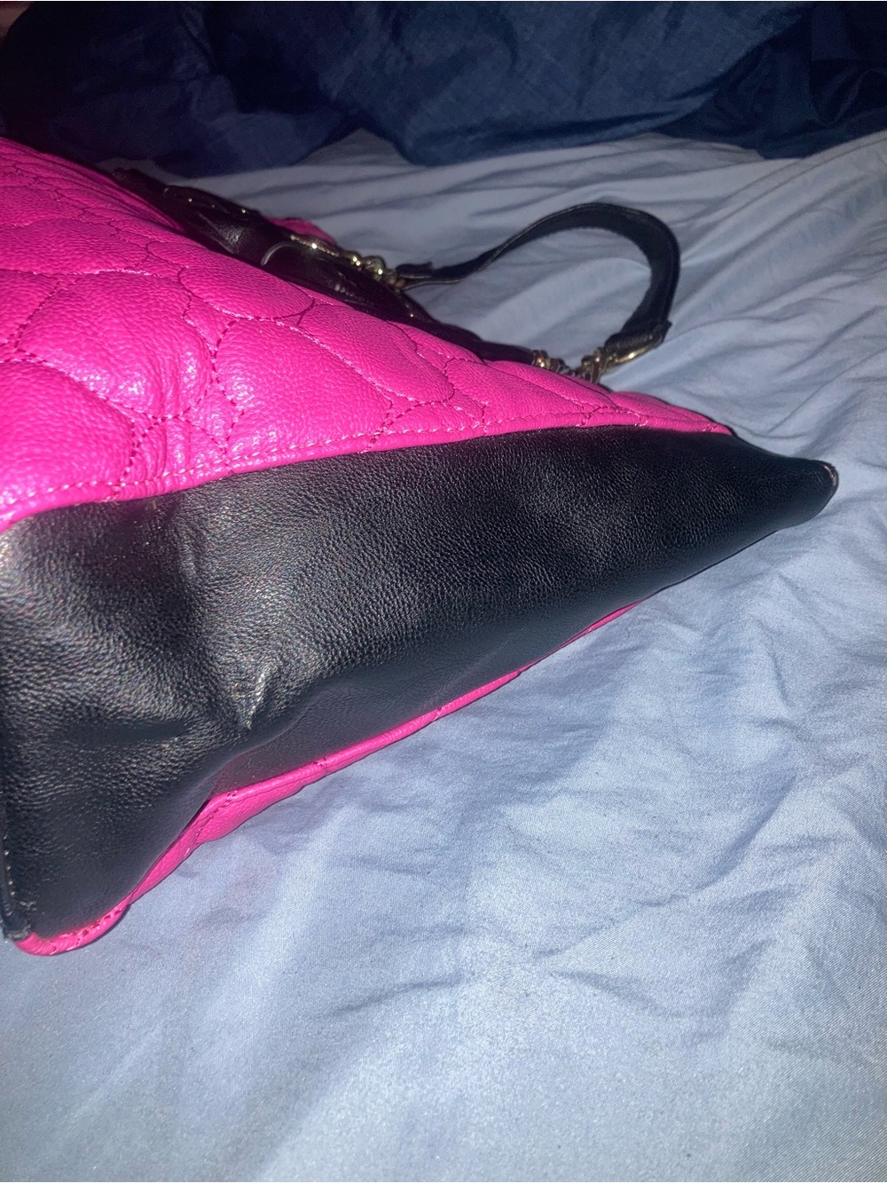 Betsey Johnson Pink Quilted Tote with Black Bow Accent - Picture 8 of 16